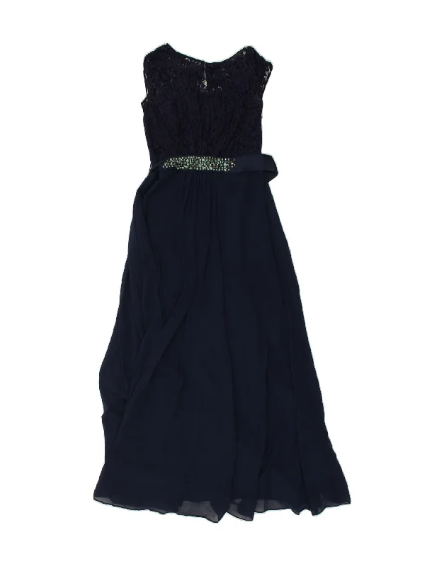 COAST Womens Sleeveless Maxi Dress UK 10 Small Navy Blue Polyester