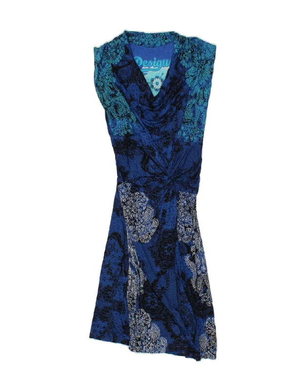 DESIGUAL Womens Maxi Dress UK 14 Large Blue Paisley Viscose