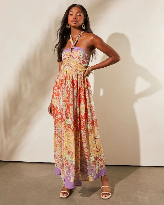 Medford Printed Halter Maxi Dress