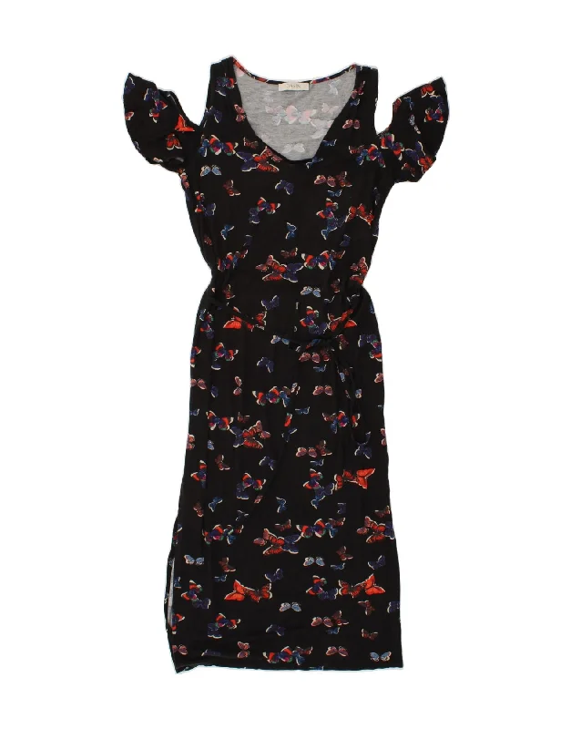 OASIS Womens Maxi Dress UK 10 Small Black Butterfly