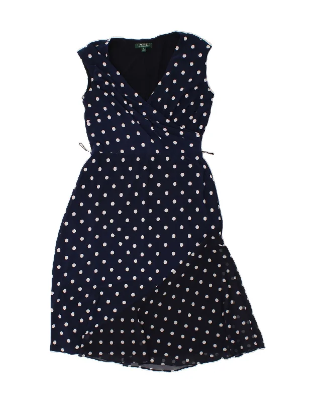 RALPH LAUREN Womens Sleeveless Maxi Dress US 8 Medium Navy Blue Polka Dot Classic Black Maxi Dress RALPH LAUREN Womens Sleeveless Maxi Dress US 8 Medium Navy Blue Polka Dot Classic Black Maxi Dress