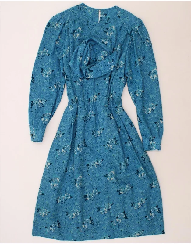 VINTAGE Womens Long Sleeve Maxi Dress UK 16 Large Blue Floral Fashionable Sleeveless Maxi Dress VINTAGE Womens Long Sleeve Maxi Dress UK 16 Large Blue Floral Fashionable Sleeveless Maxi Dress