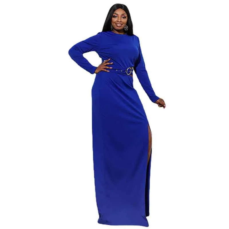 Women Plus Size Long Sleeve Floor Length Royal Evening Party Maxi Dress