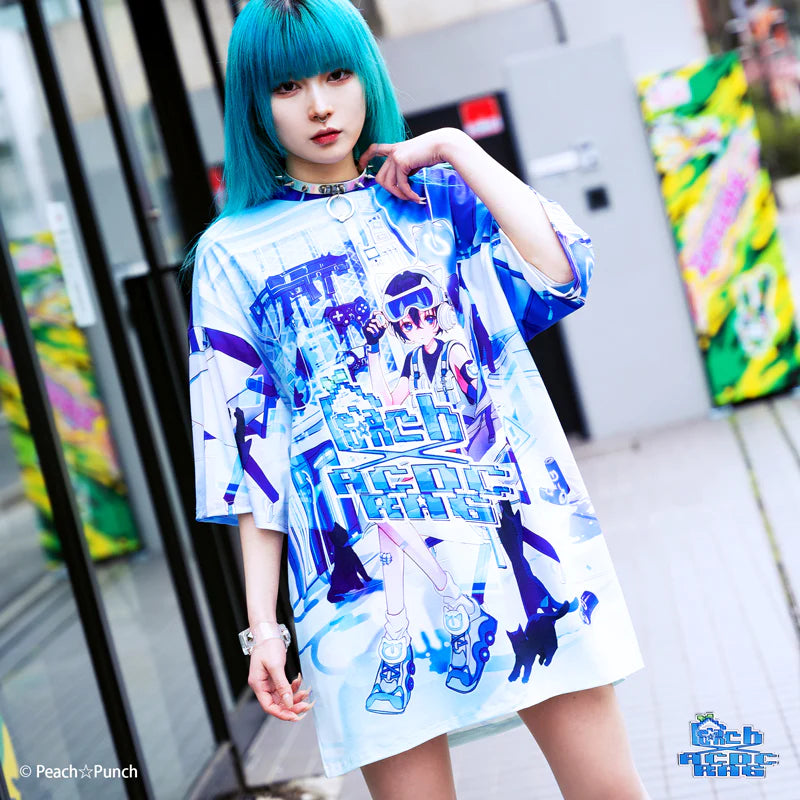 ACDC RAG x Peach Punch "Cyber Cat" t-shirt Chenille Fabric Brocade Fabric Lace Fabric