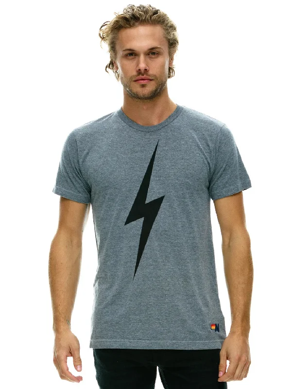 Bolt T-Shirt - Heather Grey Notch Collar Peter Pan Collar Cowl Neck