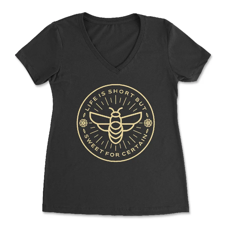Bee - Womens V-Neck Tee Machine Wash Dry Clean Hand Wash