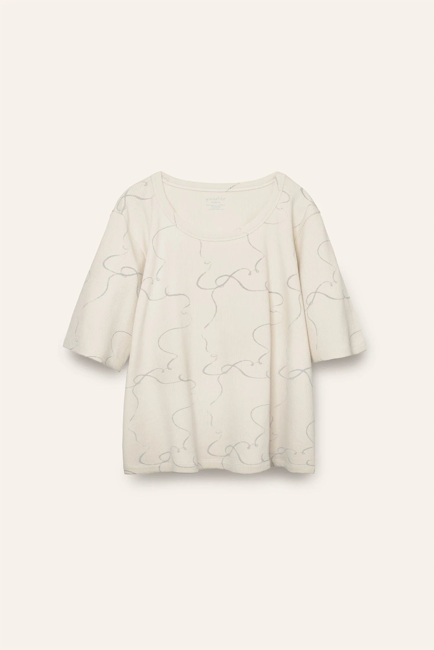 Breeze T-Shirt White Print Jacquard Patchwork