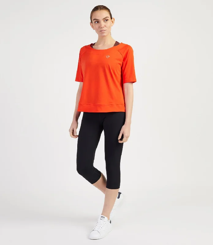 Bridget Loose Tee-Flame V-Neck T-Shirt Long Sleeve Cotton