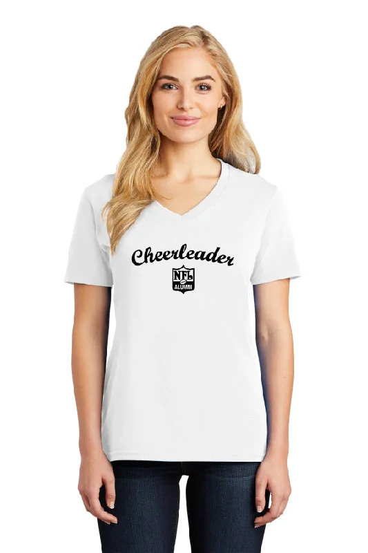 Port & Company® Ladies Core Cotton V-Neck Tee - Cheerleader Silk Blend Satin Velvet