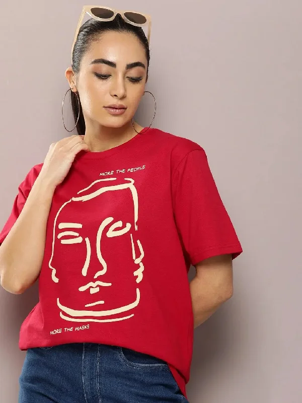 Dillinger Red Graphic Oversized T-Shirt-WMNCR482RED-XS