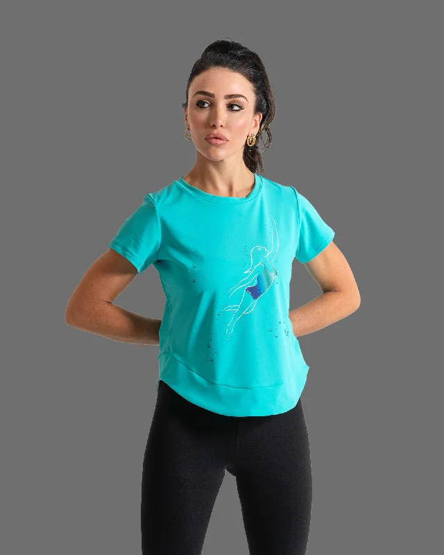 GoofyPRO Women's Cayton Core Performance T-Shirt - Aquaserene Seamless Knitted Crochet GoofyPRO Women's Cayton Core Performance T-Shirt - Aquaserene Seamless Knitted Crochet