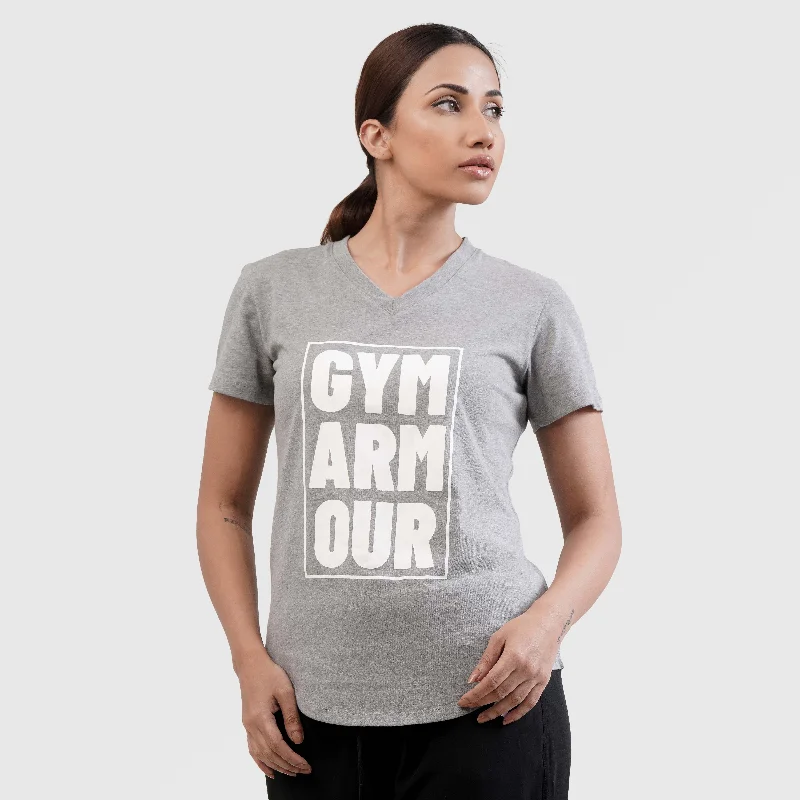 Gym Armour Tee 2.0 (Heather Grey) V-Neck T-Shirt Long Sleeve Cotton