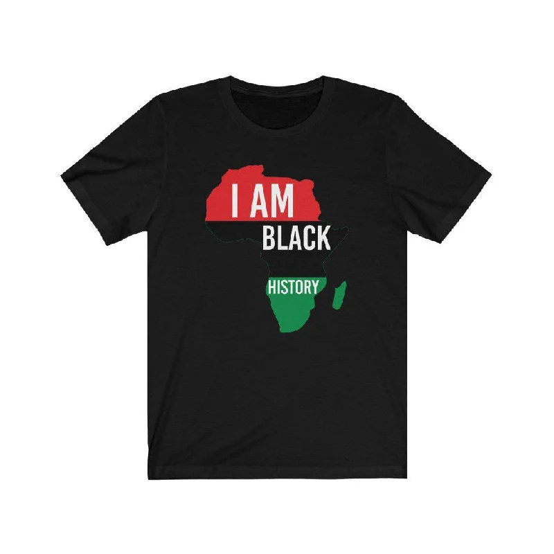 I AM Black History Map | Unisex T-Shirt Welt Pockets Slit Pockets Flap Pockets