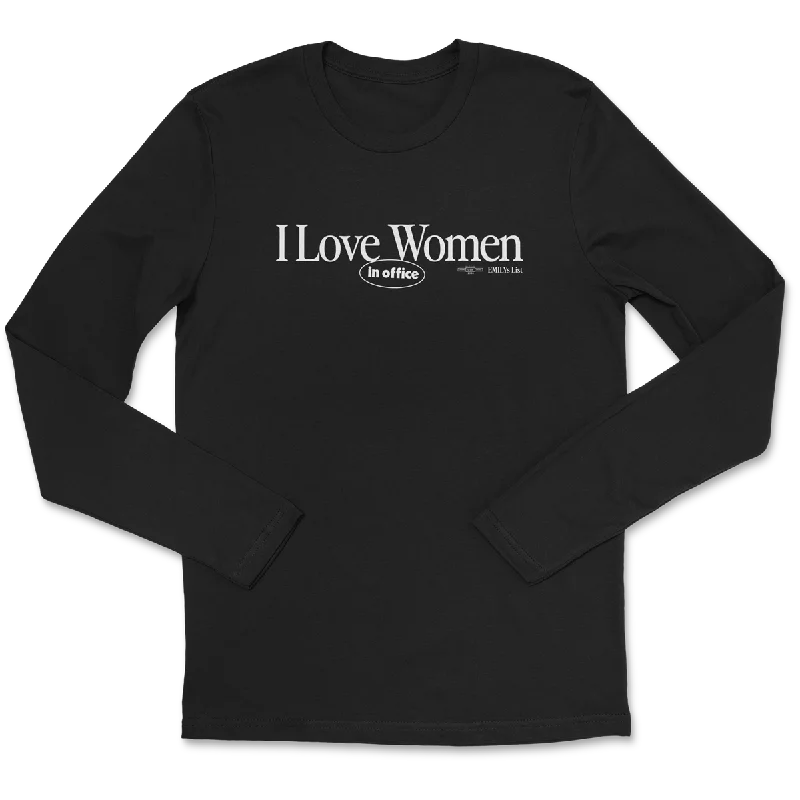 I Love Women (In Office) Long-Sleeve Tee Graphic Embroidered Appliqued