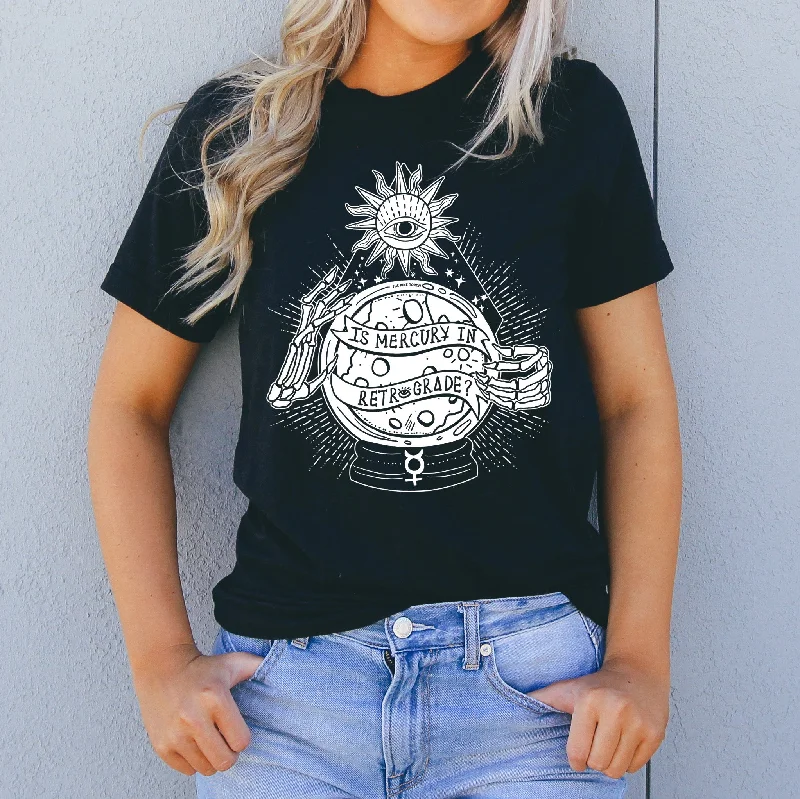 IS MERCURY IN RETROGRADE? // BLACK UNISEX TEE Zippered Buttoned Snapped