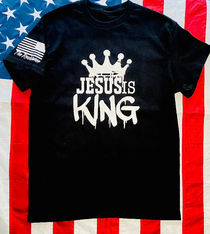 Jesus Is King unisex short/long sleeve tee Satin Fabric Silk Fabric Chiffon Fabric