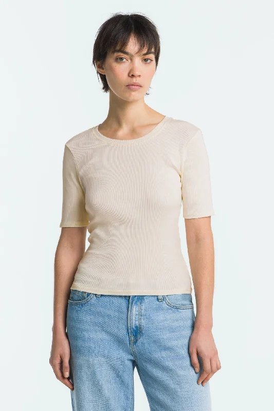 Rina T-Shirt Off White Terry Blend Velvet Blend Canvas Blend
