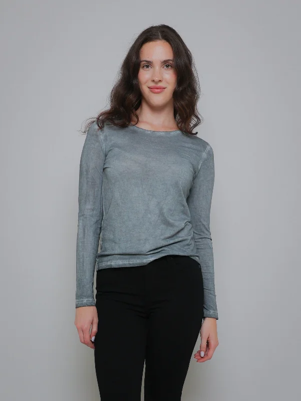 Long Sleeve Sublime Crew Tee - Anthracite Thin T-Shirt Open Front Quick Dry