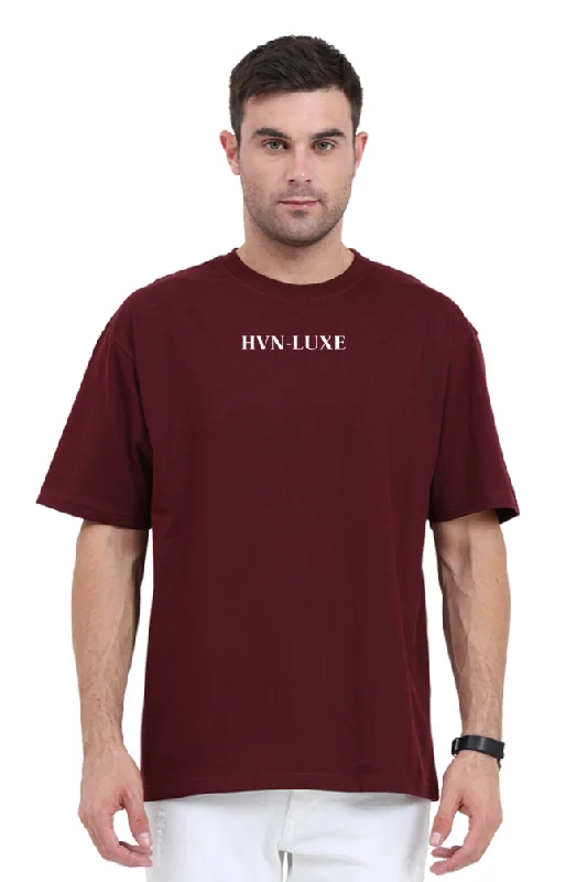 Maroon Oversized T-Shirt by HVN-LUXE. Terry Blend Velvet Blend Canvas Blend