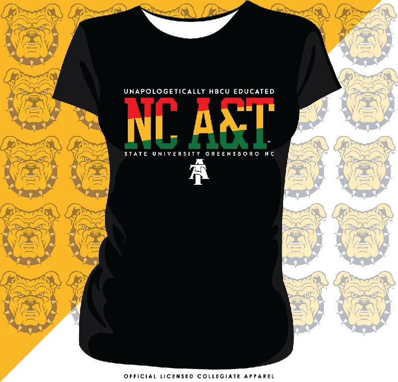 NC A&T AGGIE | 1892 Haile Selassie RASTA COLORS Black Ladies Tees (DK) Terry Blend Velvet Blend Canvas Blend NC A&T AGGIE | 1892 Haile Selassie RASTA COLORS Black Ladies Tees (DK) Terry Blend Velvet Blend Canvas Blend