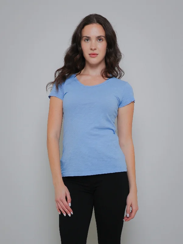 Odelia Short Sleeve Crew Tee - Mist Graphic Embroidered Appliqued