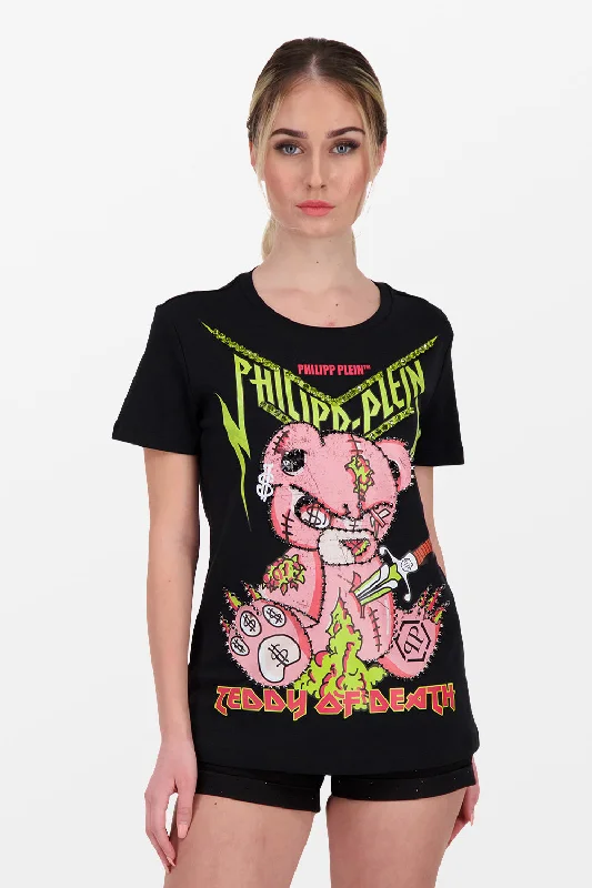 Philipp Plein Black Round Neck SS Teddy Bear T-Shirt