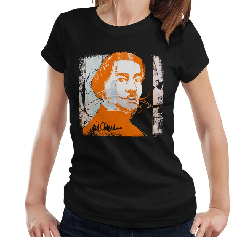 Sidney Maurer Original Portrait Of Artist Salvador Dali Women's T-Shirt Terry Blend Velvet Blend Canvas Blend Sidney Maurer Original Portrait Of Artist Salvador Dali Women's T-Shirt Terry Blend Velvet Blend Canvas Blend