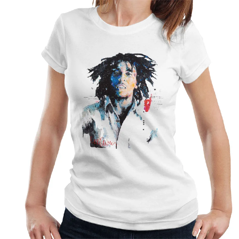 Sidney Maurer Original Portrait Of Bob Marley Women's T-Shirt Spandex Blend Rayon Blend Denim Blend Sidney Maurer Original Portrait Of Bob Marley Women's T-Shirt Spandex Blend Rayon Blend Denim Blend