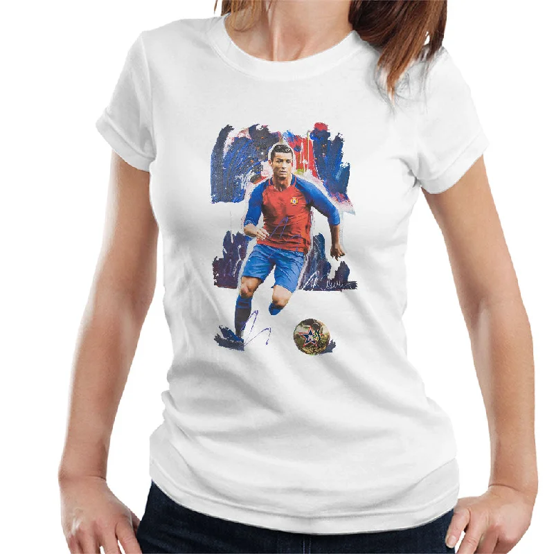 Sidney Maurer Original Portrait Of Cristiano Ronaldo Women's T-Shirt Real Fur Shearling Chenille Sidney Maurer Original Portrait Of Cristiano Ronaldo Women's T-Shirt Real Fur Shearling Chenille