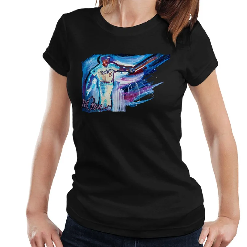 Sidney Maurer Original Portrait Of Dodgers Star Matt Kemp Women's T-Shirt Chenille Brocade Lace Sidney Maurer Original Portrait Of Dodgers Star Matt Kemp Women's T-Shirt Chenille Brocade Lace