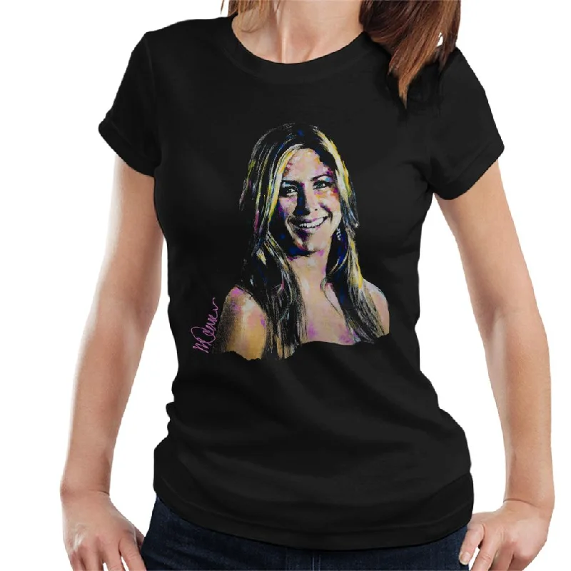 Sidney Maurer Original Portrait Of Jennifer Aniston Women's T-Shirt Satin Blend Silk Blend Wool Blend Sidney Maurer Original Portrait Of Jennifer Aniston Women's T-Shirt Satin Blend Silk Blend Wool Blend