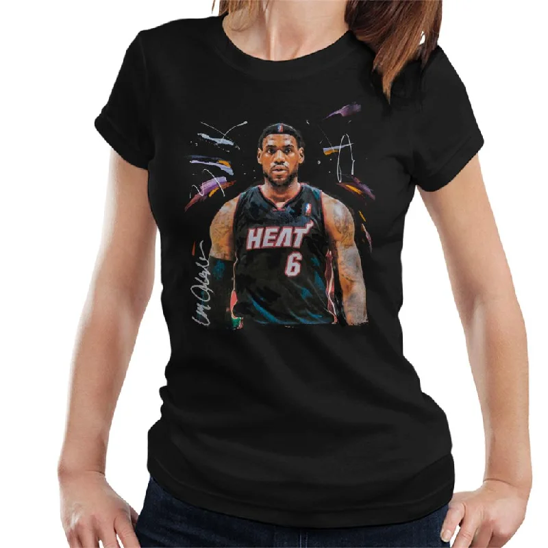 Sidney Maurer Original Portrait Of LeBron James Miami Heat Jersey Women's T-Shirt Rayon Fabric Velvet Fabric Corduroy Fabric Sidney Maurer Original Portrait Of LeBron James Miami Heat Jersey Women's T-Shirt Rayon Fabric Velvet Fabric Corduroy Fabric
