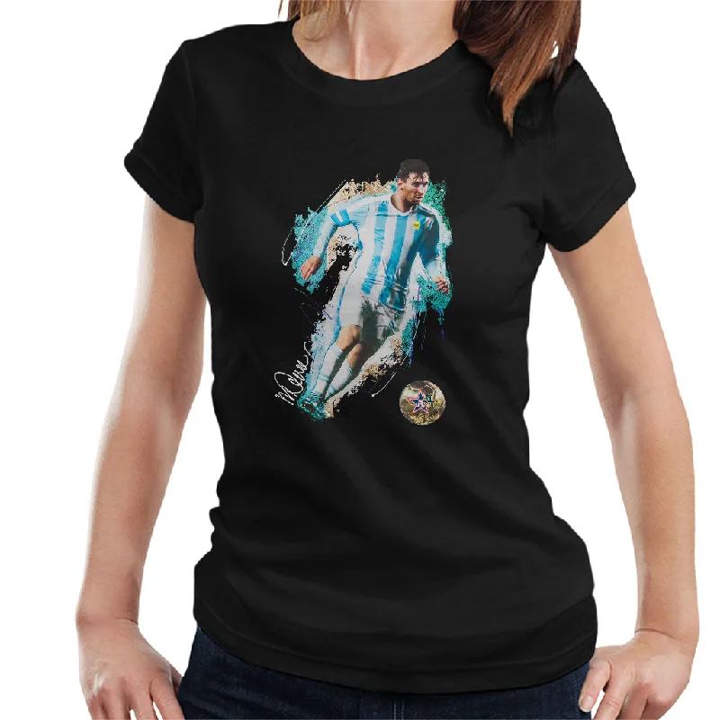 Sidney Maurer Original Portrait Of Lionel Messi Women's T-Shirt Jersey Fabric Tulle Fabric Batik Fabric Sidney Maurer Original Portrait Of Lionel Messi Women's T-Shirt Jersey Fabric Tulle Fabric Batik Fabric