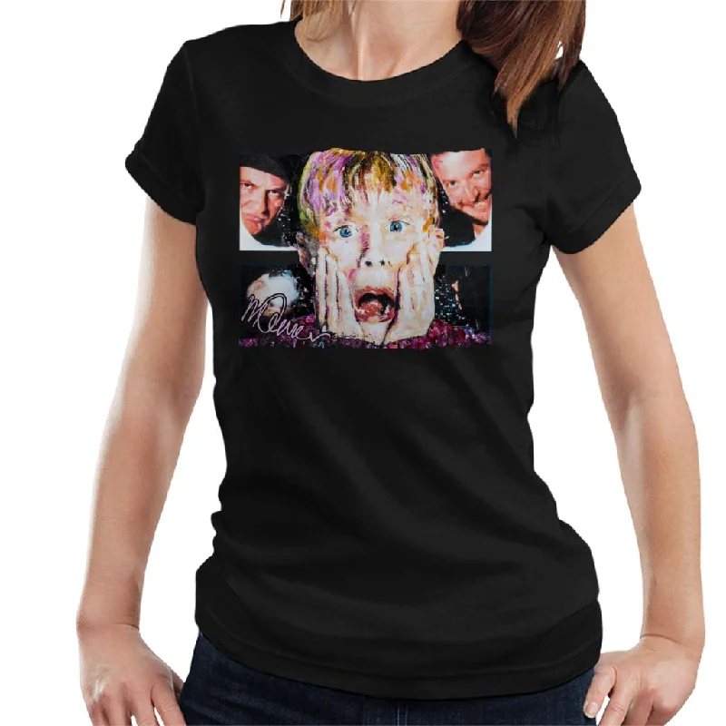 Sidney Maurer Original Portrait Of Macaulay Culkin Home Alone Women's T-Shirt Terry Blend Velvet Blend Canvas Blend Sidney Maurer Original Portrait Of Macaulay Culkin Home Alone Women's T-Shirt Terry Blend Velvet Blend Canvas Blend