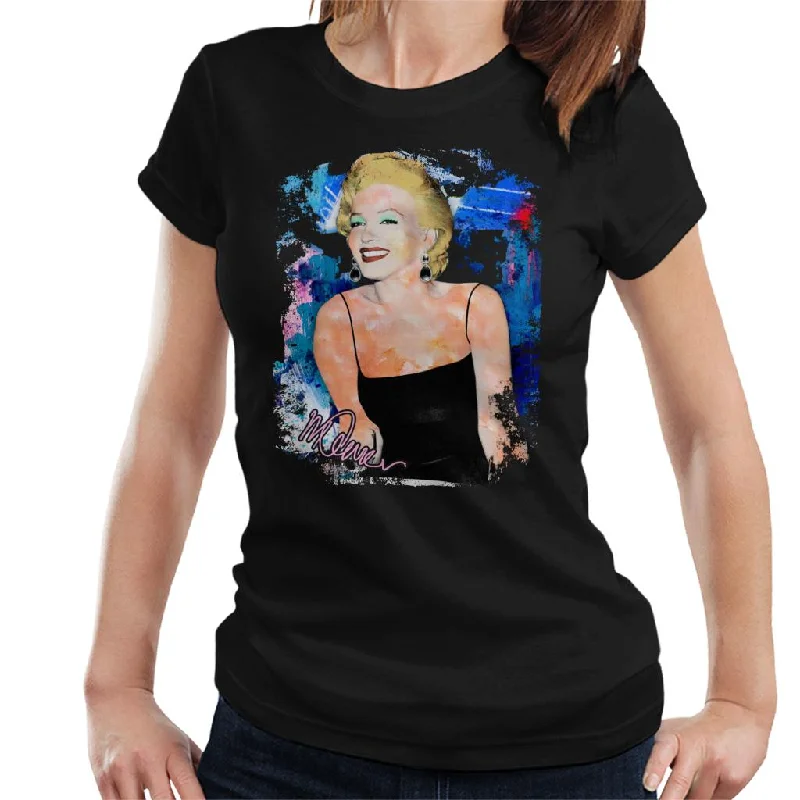 Sidney Maurer Original Portrait Of Marilyn Monroe Black Dress Women's T-Shirt Collared Crew Neck Turtle Neck Sidney Maurer Original Portrait Of Marilyn Monroe Black Dress Women's T-Shirt Collared Crew Neck Turtle Neck