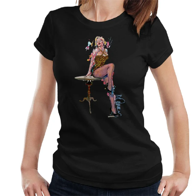 Sidney Maurer Original Portrait Of Marilyn Monroe Leopard Print Women's T-Shirt Chenille Blend Fleece Blend Nylon Blend Sidney Maurer Original Portrait Of Marilyn Monroe Leopard Print Women's T-Shirt Chenille Blend Fleece Blend Nylon Blend