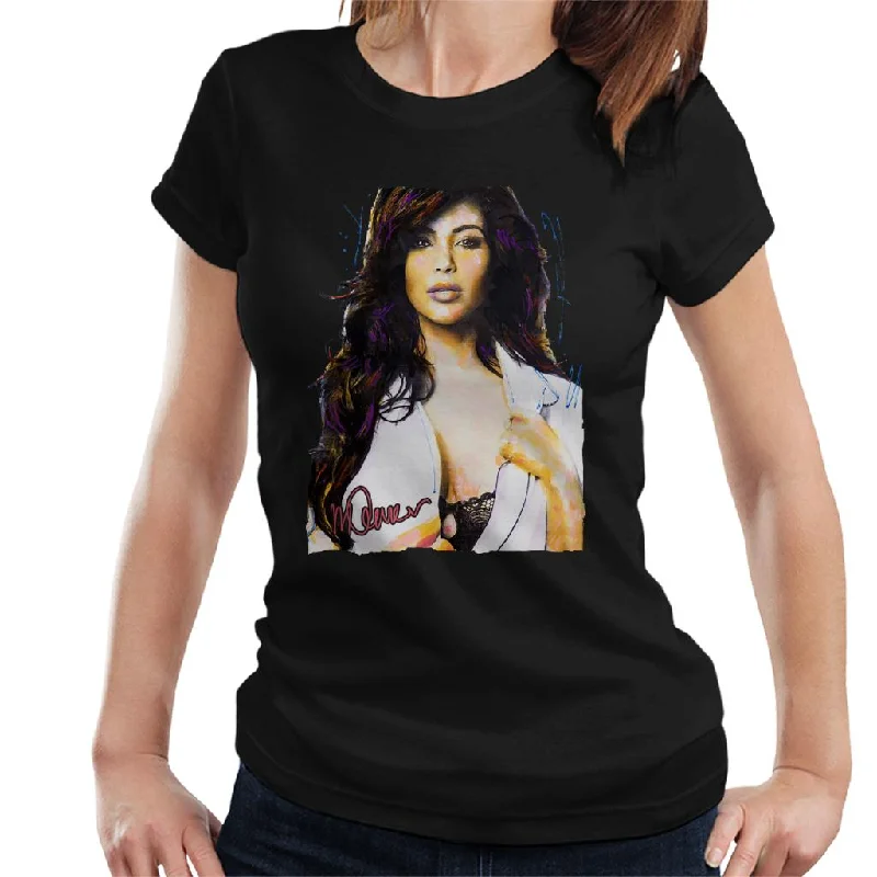 Sidney Maurer Original Portrait Of Reality Star Kim Kardashian Women's T-Shirt Seamless Knitted Crochet Sidney Maurer Original Portrait Of Reality Star Kim Kardashian Women's T-Shirt Seamless Knitted Crochet