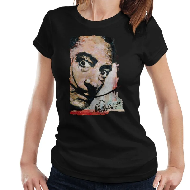 Sidney Maurer Original Portrait Of Salvador Dali Moustache Women's T-Shirt Wool Fabric Cashmere Fabric Tweed Fabric Sidney Maurer Original Portrait Of Salvador Dali Moustache Women's T-Shirt Wool Fabric Cashmere Fabric Tweed Fabric