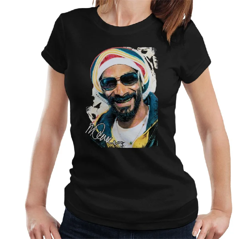 Sidney Maurer Original Portrait Of Snoop Dogg Gold Grill Women's T-Shirt Collared Crew Neck Turtle Neck Sidney Maurer Original Portrait Of Snoop Dogg Gold Grill Women's T-Shirt Collared Crew Neck Turtle Neck