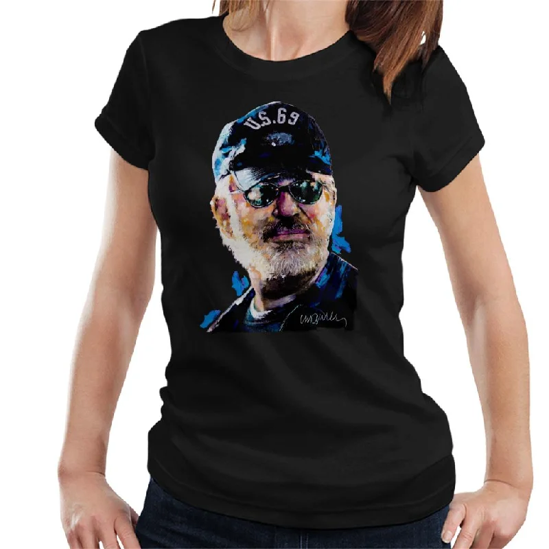 Sidney Maurer Original Portrait Of Steven Spielberg Baseball Cap Glasses Women's T-Shirt Welt Pockets Slit Pockets Flap Pockets Sidney Maurer Original Portrait Of Steven Spielberg Baseball Cap Glasses Women's T-Shirt Welt Pockets Slit Pockets Flap Pockets