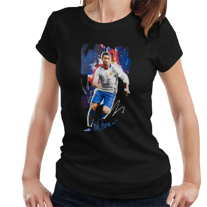 Sidney Maurer Original Portrait Of Striker Cristiano Ronaldo Women's T-Shirt Zippered Front Buttoned Front Snap Front Sidney Maurer Original Portrait Of Striker Cristiano Ronaldo Women's T-Shirt Zippered Front Buttoned Front Snap Front