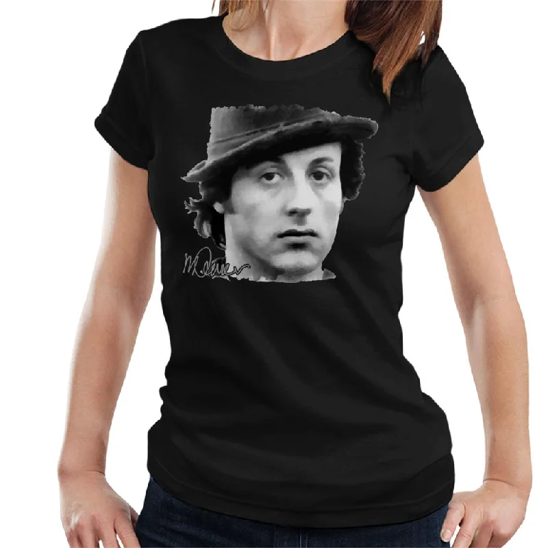 Sidney Maurer Original Portrait Of Sylvester Stallone Hat Women's T-Shirt Ribbed T-Shirt High Neck Heavyweight Sidney Maurer Original Portrait Of Sylvester Stallone Hat Women's T-Shirt Ribbed T-Shirt High Neck Heavyweight