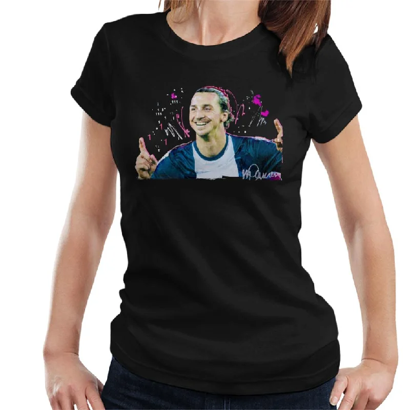 Sidney Maurer Original Portrait Of Zlatan Ibrahimovic Pointing Up Women's T-Shirt Hooded Caped Shawl Collar Sidney Maurer Original Portrait Of Zlatan Ibrahimovic Pointing Up Women's T-Shirt Hooded Caped Shawl Collar
