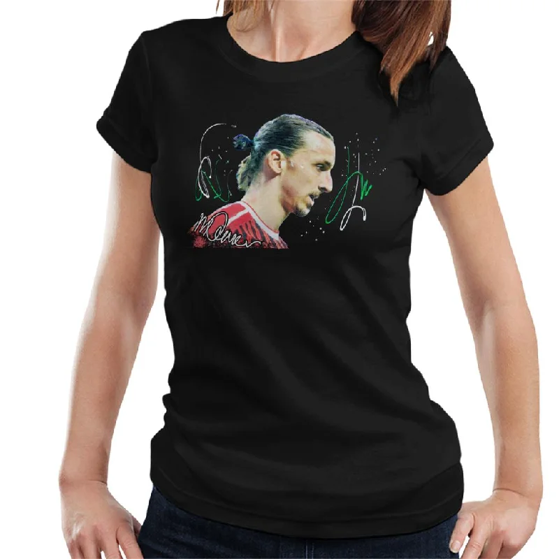 Sidney Maurer Original Portrait Of Zlatan Ibrahimovic Women's T-Shirt Striped Floral Plaid Sidney Maurer Original Portrait Of Zlatan Ibrahimovic Women's T-Shirt Striped Floral Plaid