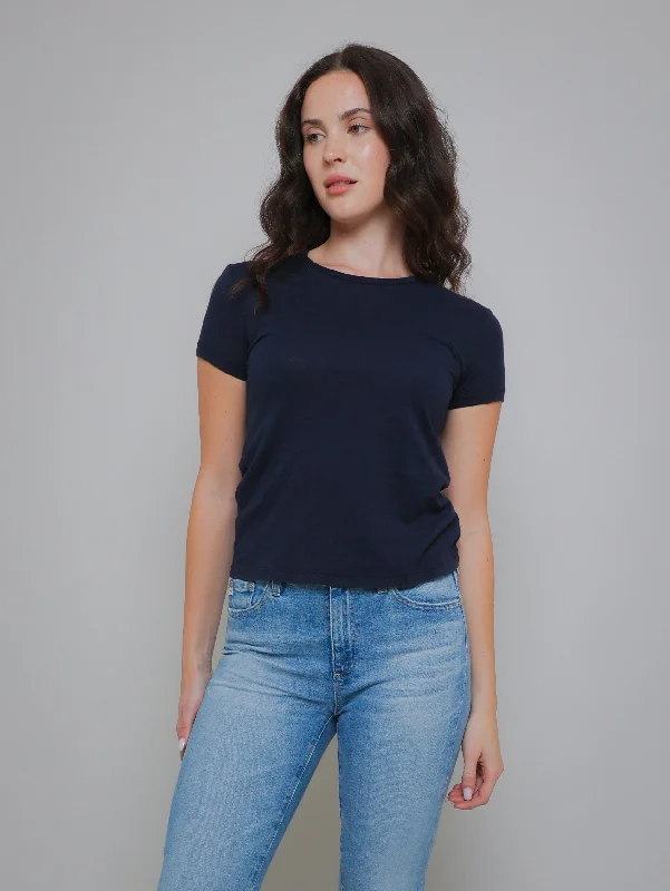 Sierra Short Sleeve Crew Tee - Navy Layered Multi-layer Single Layer