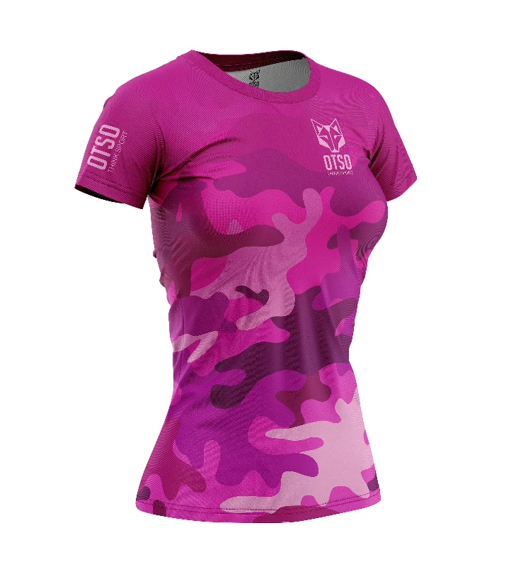 Women's T-Shirt Pink Camo Spandex Blend Rayon Blend Denim Blend