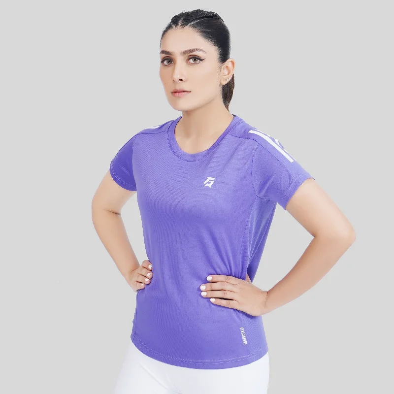 Training Mesh Tee (Purple) Solid Print Embellished