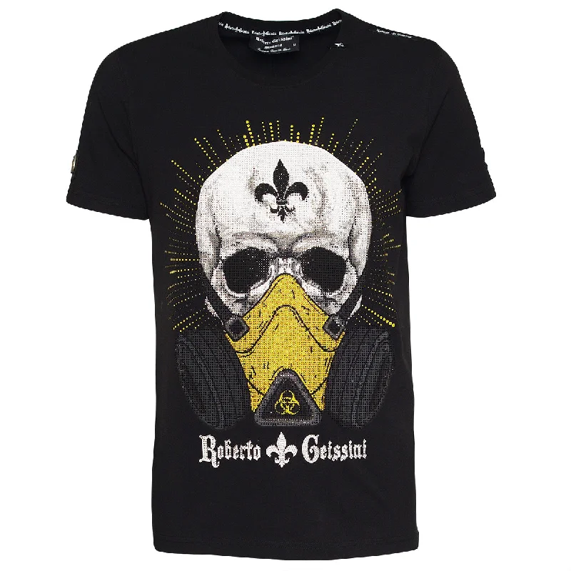 Skull Masked T-Shirt Schwarz Unisex Knit Fabric Woven Fabric Fleece Fabric