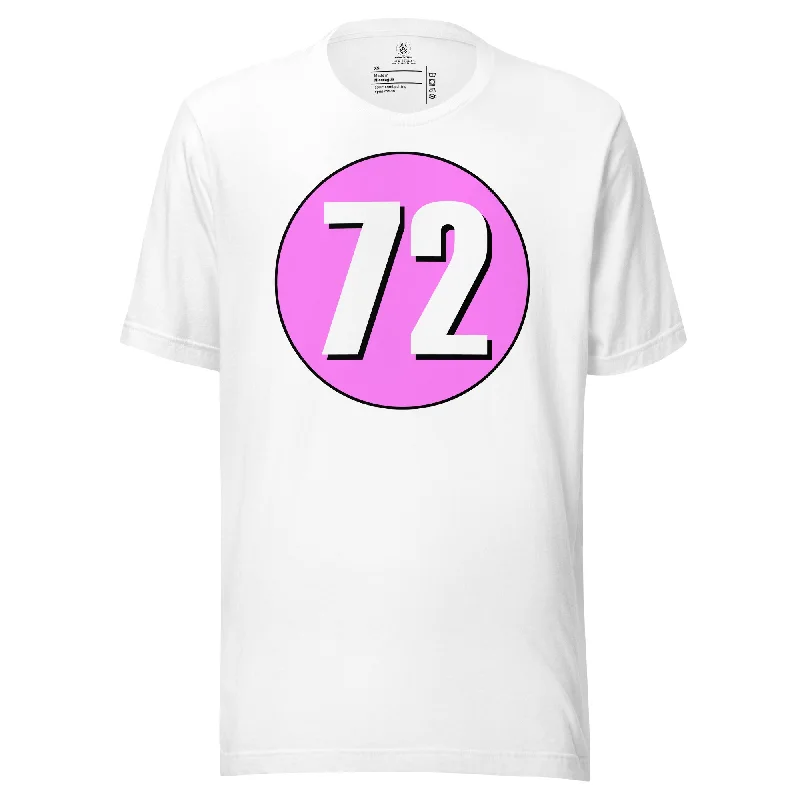 Unisex t-shirt: White on Pink 72