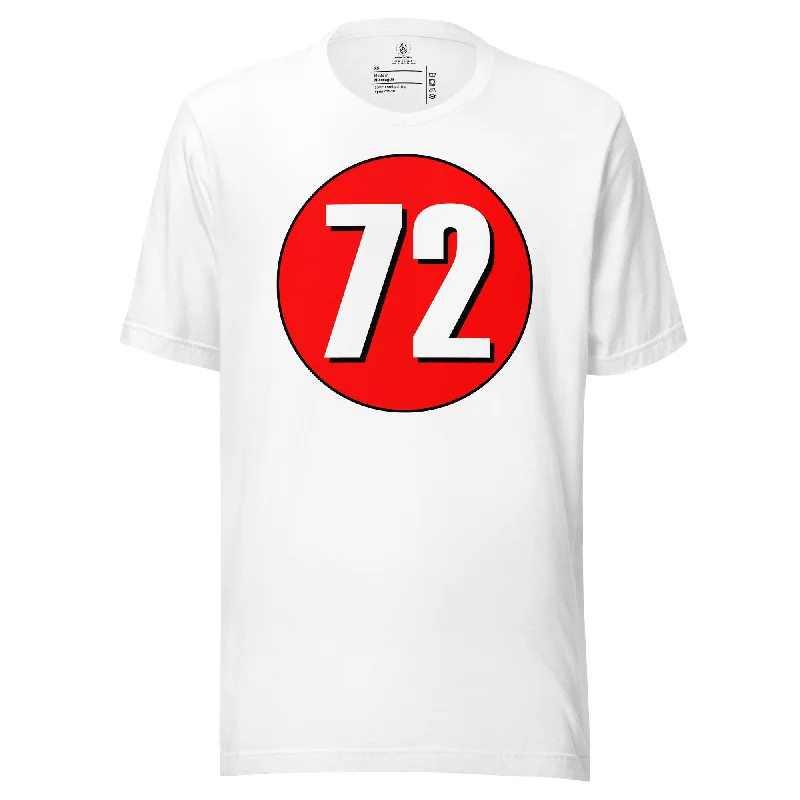 Unisex t-shirt: White on Red 72